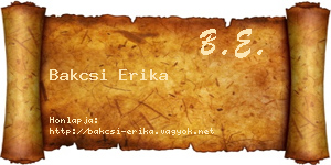 Bakcsi Erika névjegykártya